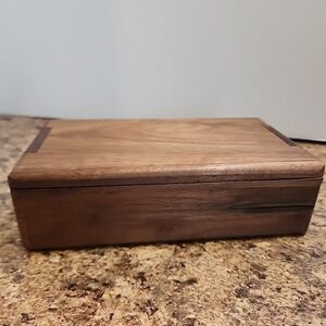 Handmade Wooden Chest Trinket Box Made in the USA Vintage Handcrafted 8" x 4.5"